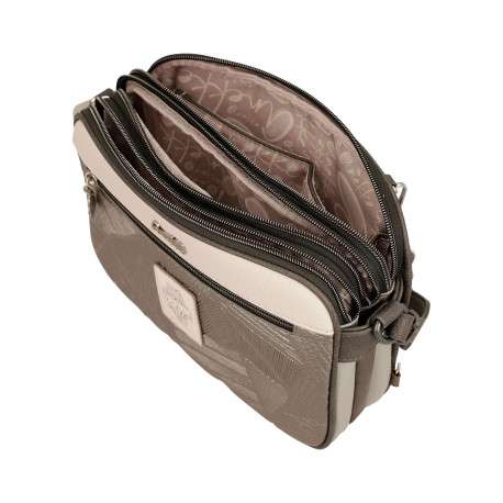 Sac à bandoulière écru imprimé avec des emplacements intérieurs zippés - Image 8