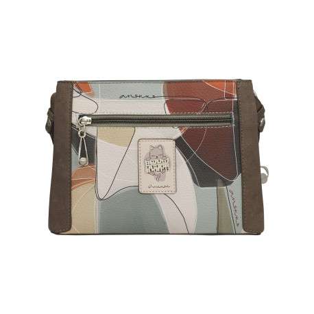 Sac à bandoulière écru imprimé avec de grands compartiments internes - Image 4