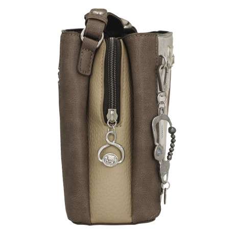 Sac à bandoulière écru imprimé avec de grands compartiments internes - Image 6