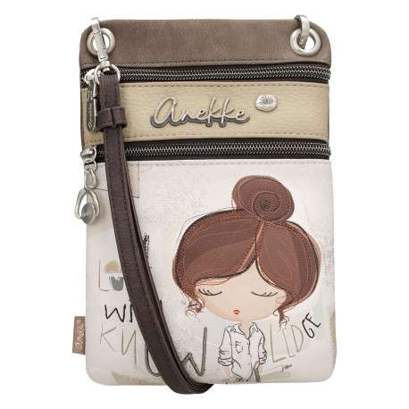 Sac bandoulière écru imprimé avec un logo métallique de la marque à l'avant - Image 3