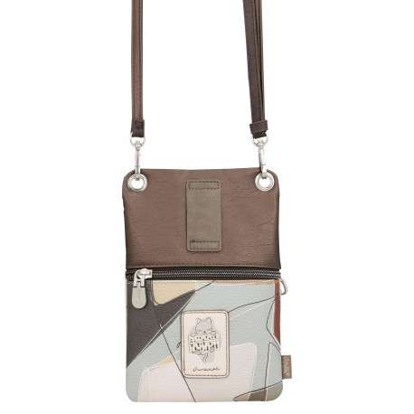 Sac bandoulière écru imprimé avec un logo métallique de la marque à l'avant - Image 5