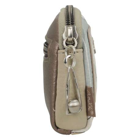 Porte-monnaie écru imprimé avec une poche extérieur zippée à l'arrière - Image 4