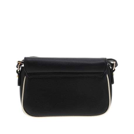 Sac à bandoulière noir et doré uni en simili cuir avec logo embossé - Image 3