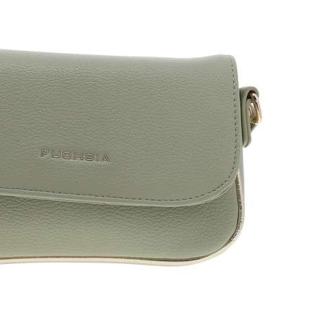 Sac à bandoulière vert et doré uni en simili cuir avec logo embossé - Image 4
