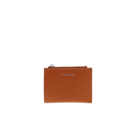 Porte-monnaie camel uni avec un porte-cartes et un compartiment central