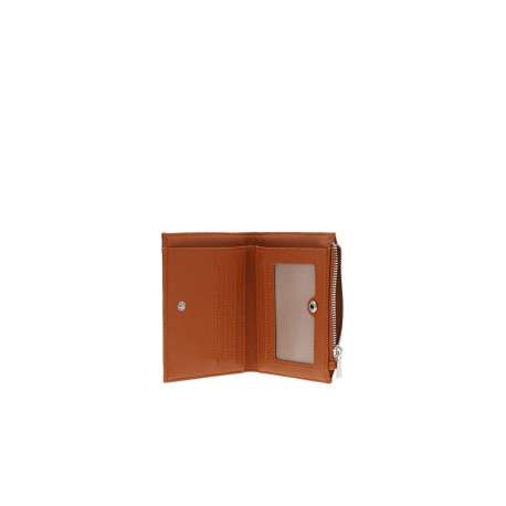 Porte-monnaie camel uni avec un porte-cartes et un compartiment central - Image 3