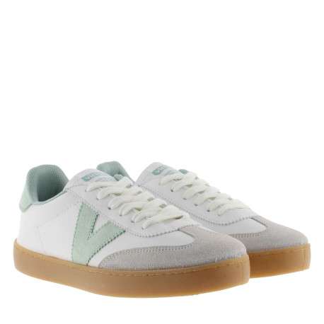 Tennis en cuir vertes à talon plat avec un patch de la marque sur la languette - Image 4