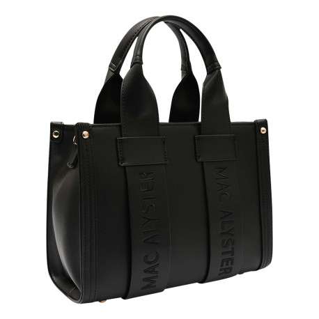 Sac à main noir uni avec fermeture à zip et muni de 2 anses - Image 2
