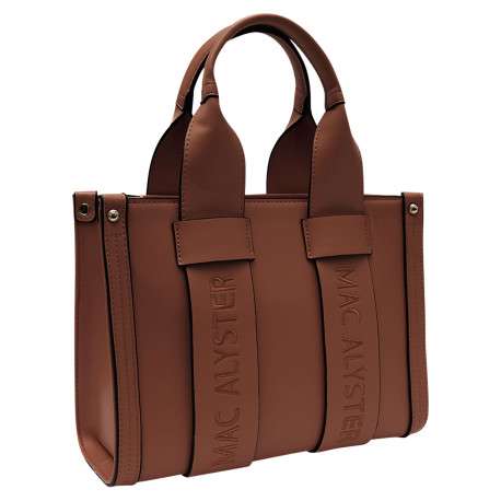 Sac à main camel uni avec fermeture à zip et muni de 2 anses - Image 2