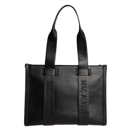 Sac porté épaule noir uni avec fermeture à zip muni de 2 anses - Image 2