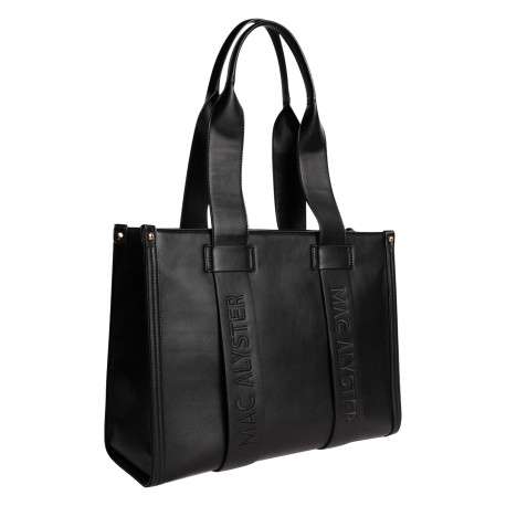 Sac porté épaule noir uni avec fermeture à zip muni de 2 anses - Image 3