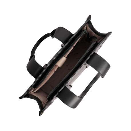 Sac porté épaule noir uni avec fermeture à zip muni de 2 anses - Image 4