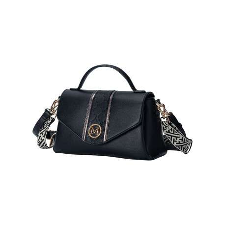 Mini sac à main noir uni avec une anse et 2 bandoulières ajustables - Image 2