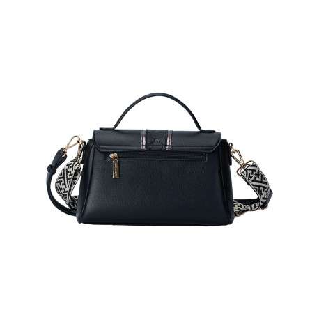 Mini sac à main noir uni avec une anse et 2 bandoulières ajustables - Image 3