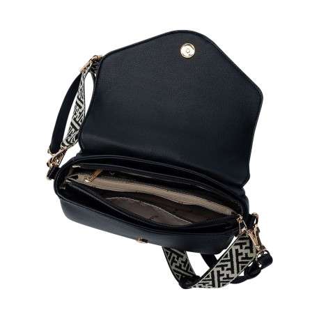 Mini sac à main noir uni avec une anse et 2 bandoulières ajustables - Image 4