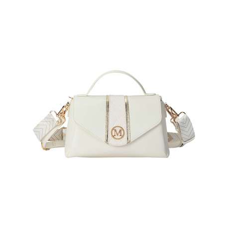 Mini sac à main blanc uni avec une anse et 2 bandoulières ajustables