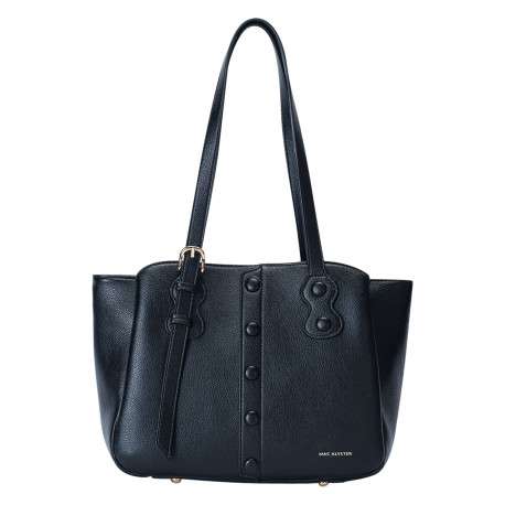 Sac porté épaule noir uni avec fermeture à zip et à pressions