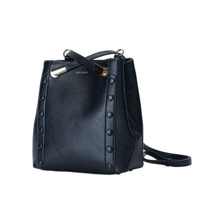 Sac à dos noir uni avec 2 lanières réglable et fermeture à zip - Image 2