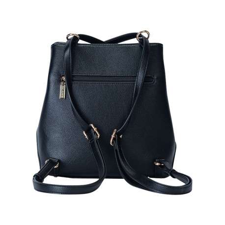 Sac à dos noir uni avec 2 lanières réglable et fermeture à zip - Image 3