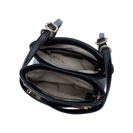 Sac à dos noir uni avec 2 lanières réglable et fermeture à zip - Image 4