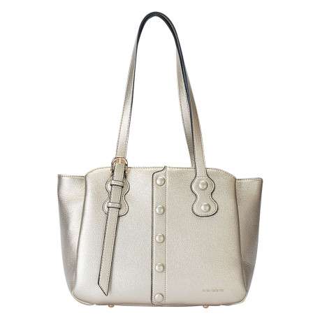 Sac porté épaule or uni avec deux anses et fermeture à zip et pressions