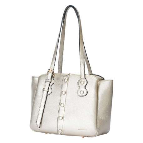 Sac porté épaule or uni avec deux anses et fermeture à zip et pressions - Image 2