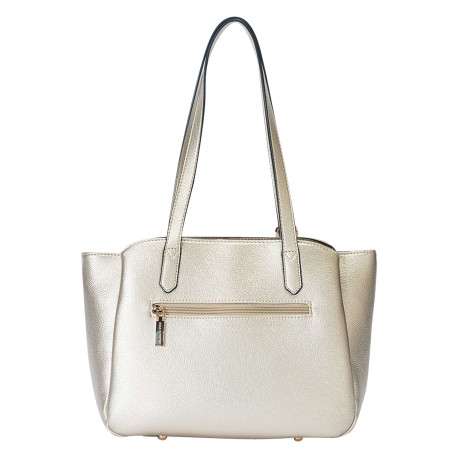 Sac porté épaule or uni avec deux anses et fermeture à zip et pressions - Image 3