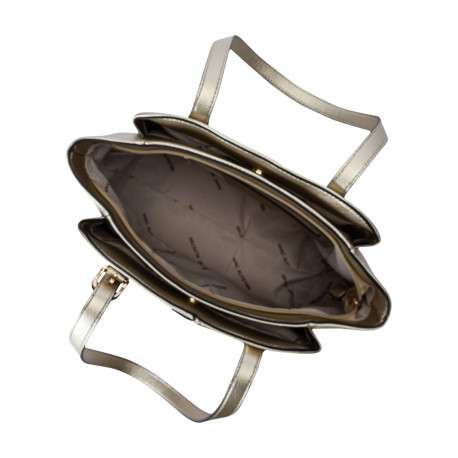 Sac porté épaule or uni avec deux anses et fermeture à zip et pressions - Image 4