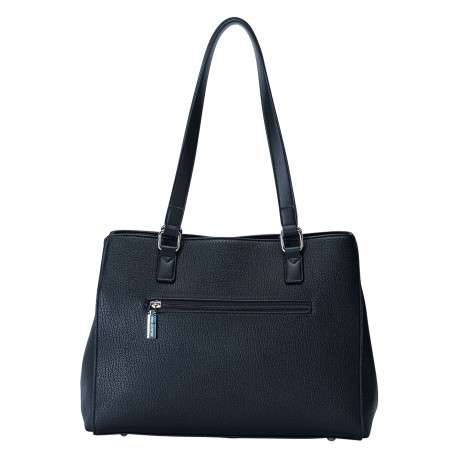 Sac porté épaule noir uni avec deux anses et une fermeture à zip - Image 3