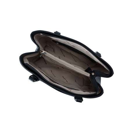 Sac porté épaule noir uni avec deux anses et une fermeture à zip - Image 4