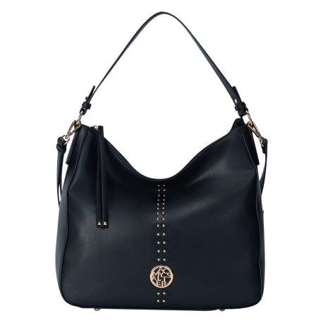 Sac porté épaule noir uni muni d'une bandoulière réglable et un zip
