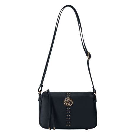 Sac noir uni muni d'une bandoulière réglable et d'une fermeture à zip