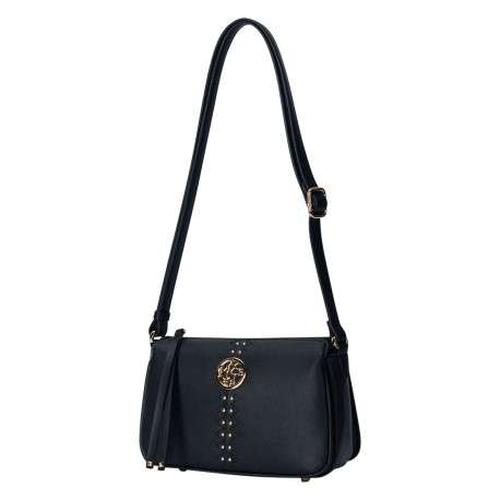 Sac noir uni muni d'une bandoulière réglable et d'une fermeture à zip - Image 2