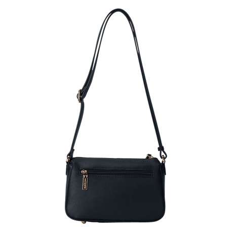Sac noir uni muni d'une bandoulière réglable et d'une fermeture à zip - Image 3