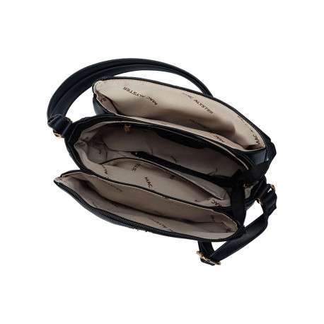 Sac noir uni muni d'une bandoulière réglable et d'une fermeture à zip - Image 4