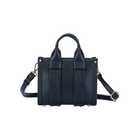 Sac à main noir uni muni de 2 anses et d'une bandoulière réglable - Image 3
