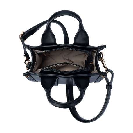 Sac à main noir uni muni de 2 anses et d'une bandoulière réglable - Image 4