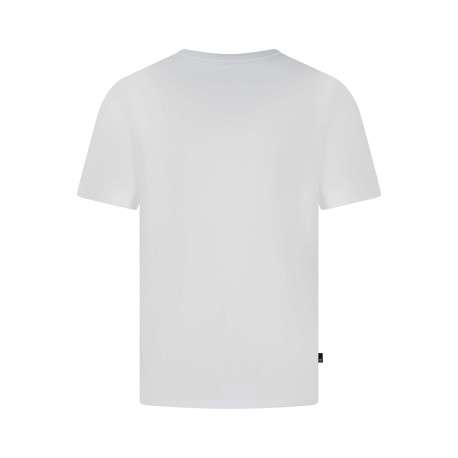 T-shirt blanc en coton biologique uni avec logo brodé coupe slim fit col rond à manches courtes - Image 2