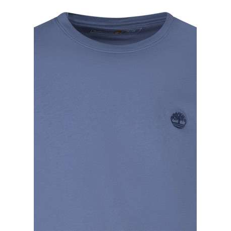 T-shirt en coton ciel uni pourvu d'une coupe droite et d'un col rond - Image 3
