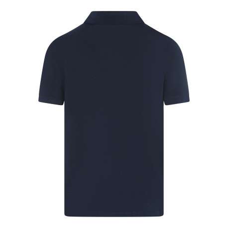 Polo en coton marine uni avec une coupe droite et des manches courtes - Image 2