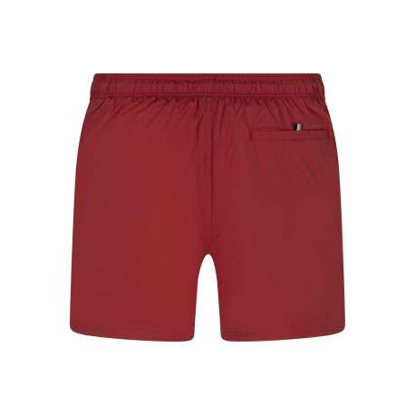 Short de bain en rouge uni avec une coupe droite et 2 poches raglan - Image 2