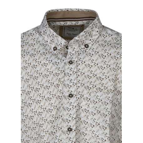 Chemise en coton mélangé écrue à motif floral avec une coupe droite - Image 3