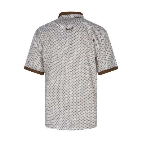 Chemise en coton blanche et marron à motifs avec une coupe droite - Image 2