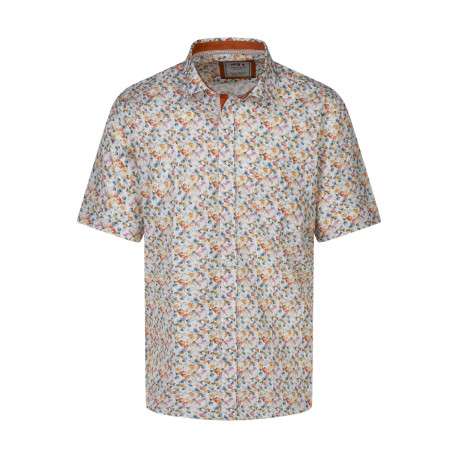 Chemise en coton multicolore à motif floral imprimé avec une coupe droite