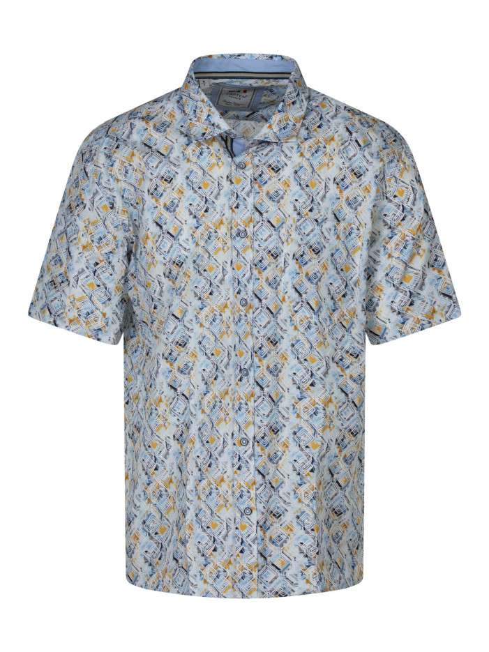 Chemise bleu clair en coton à motifs imprimés avec une coupe droite