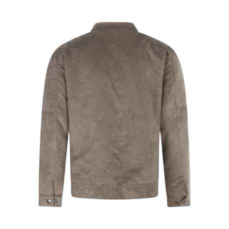 Blouson taupe uni avec un col motard et des manches longues - Image 2