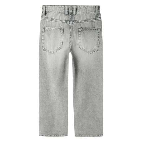Jean en coton gris clair uni pourvu d'une coupe droite et de multiples poches - Image 2