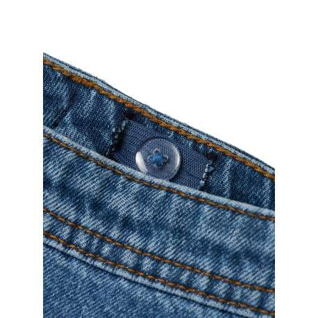 Jean en coton bleu uni pourvu d'une coupe droite et de multiples poches - Image 6
