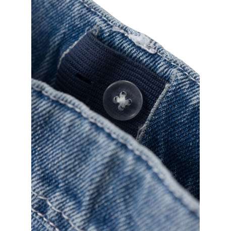 Jean bleu uni pourvu d'une coupe droite et de multiples poches - Image 6