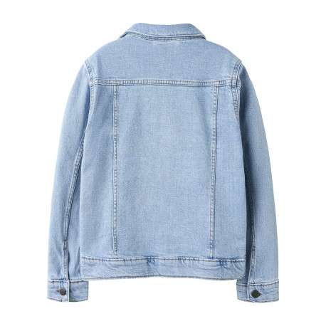 Blouson en jean stone uni pourvu d'une coupe droite et d'un col chemise - Image 2